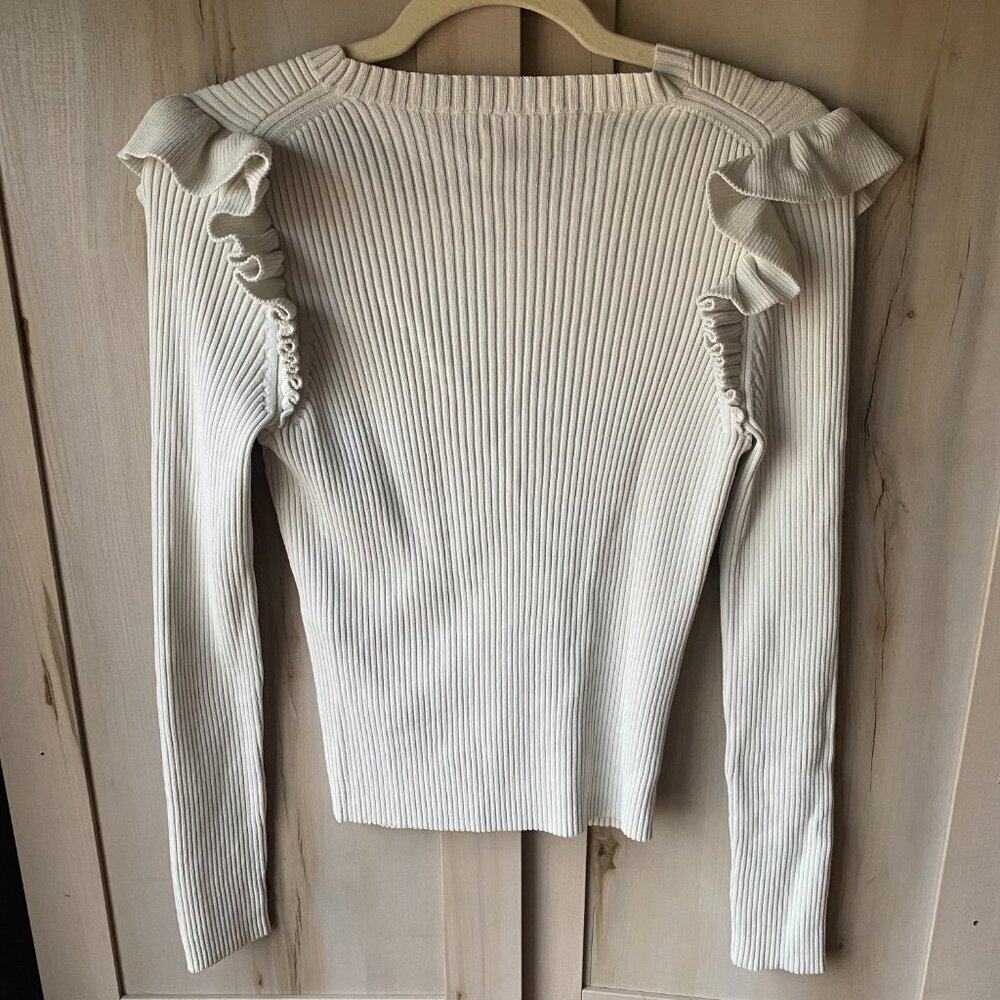 Cinq à Sept Cream Ribbed Sweater - Picture 7 of 10